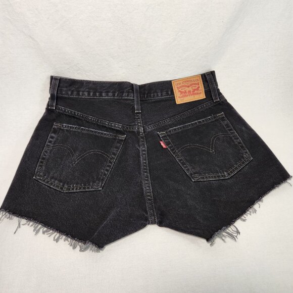 LEVI'S 501 Original Icon Black Raw Hem Button Fly Jean Short Size W28 New NO Tag - Picture 7 of 15